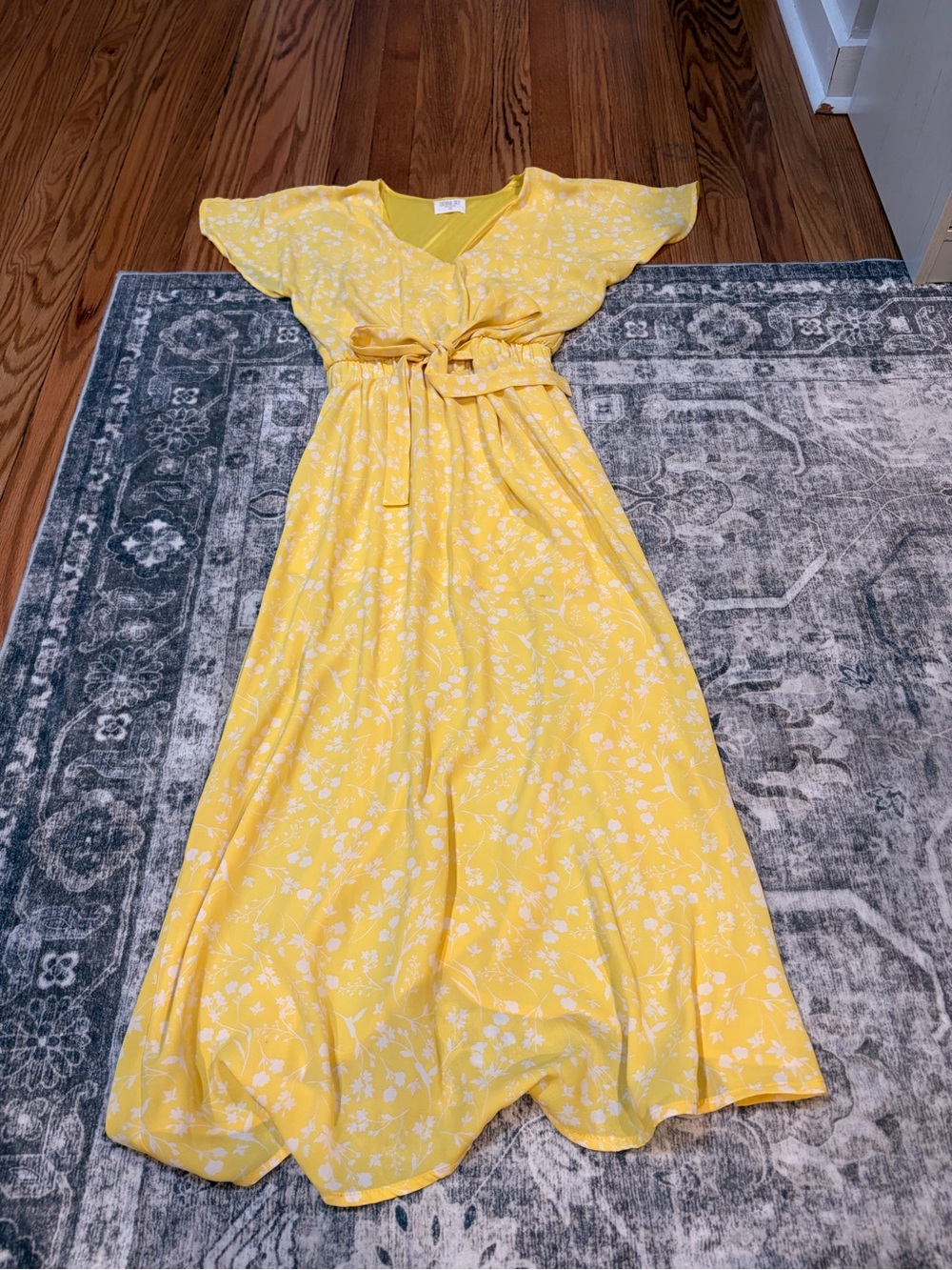 Sienna Sky Yellow Floral Tie-Waist Maxi Dress